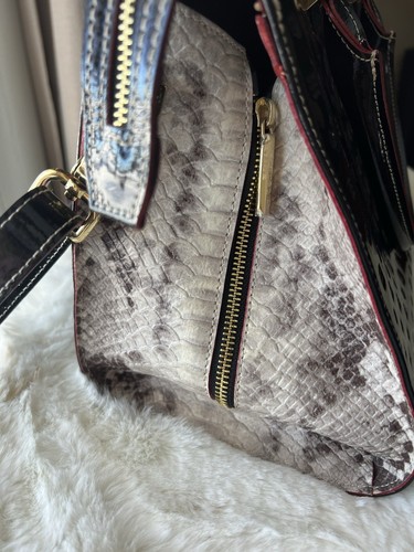 Arcadia Clizia Italian Black Patent and Python Print Leather Grab Bag - Picture 10 of 11