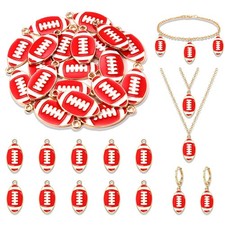 30PCS Football Charms for Jewelry Making, Enamel Football Charm for Bracelet ...