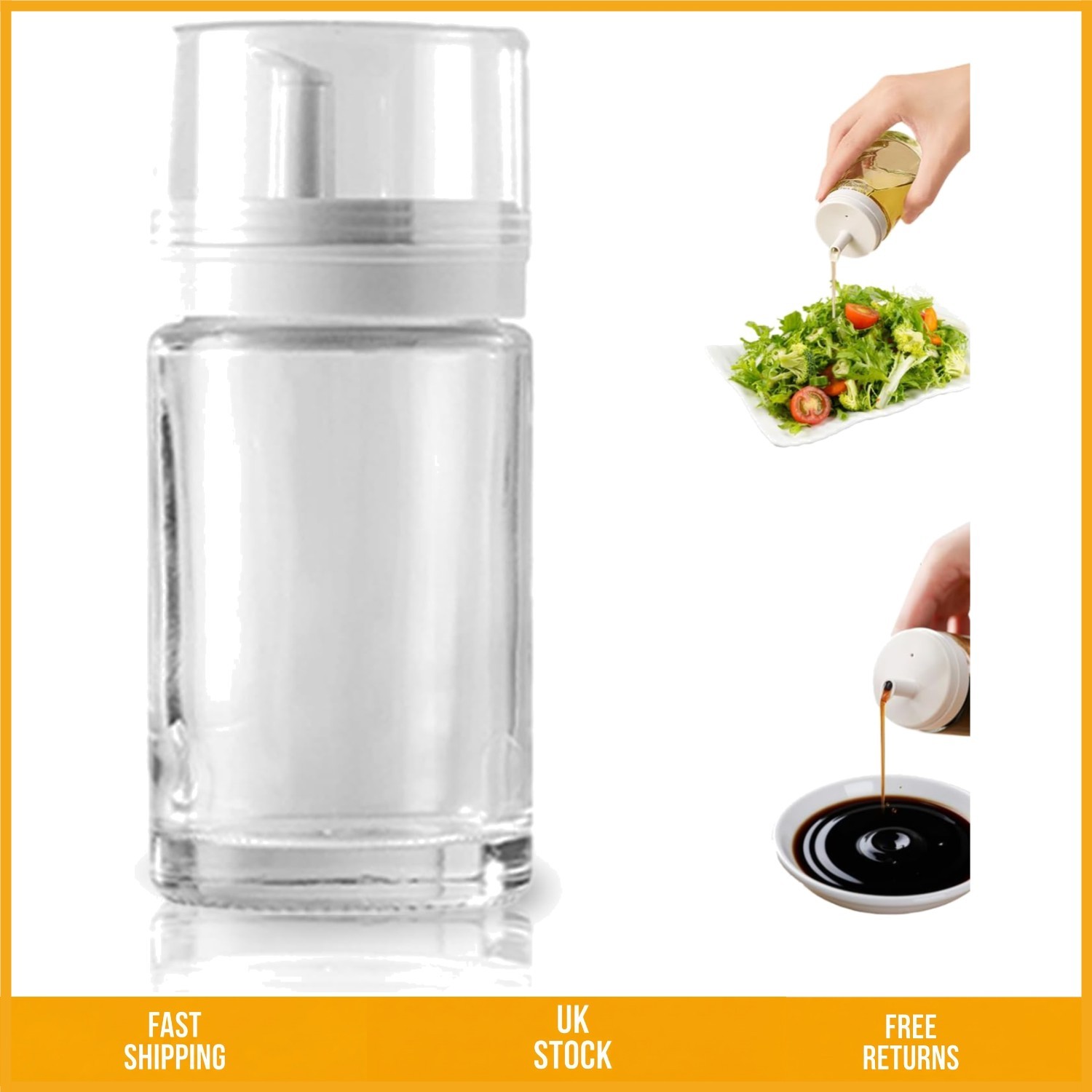 Elegant Leakproof Glass Oil and Vinegar Dispenser Bottles 3.4oz 100ml