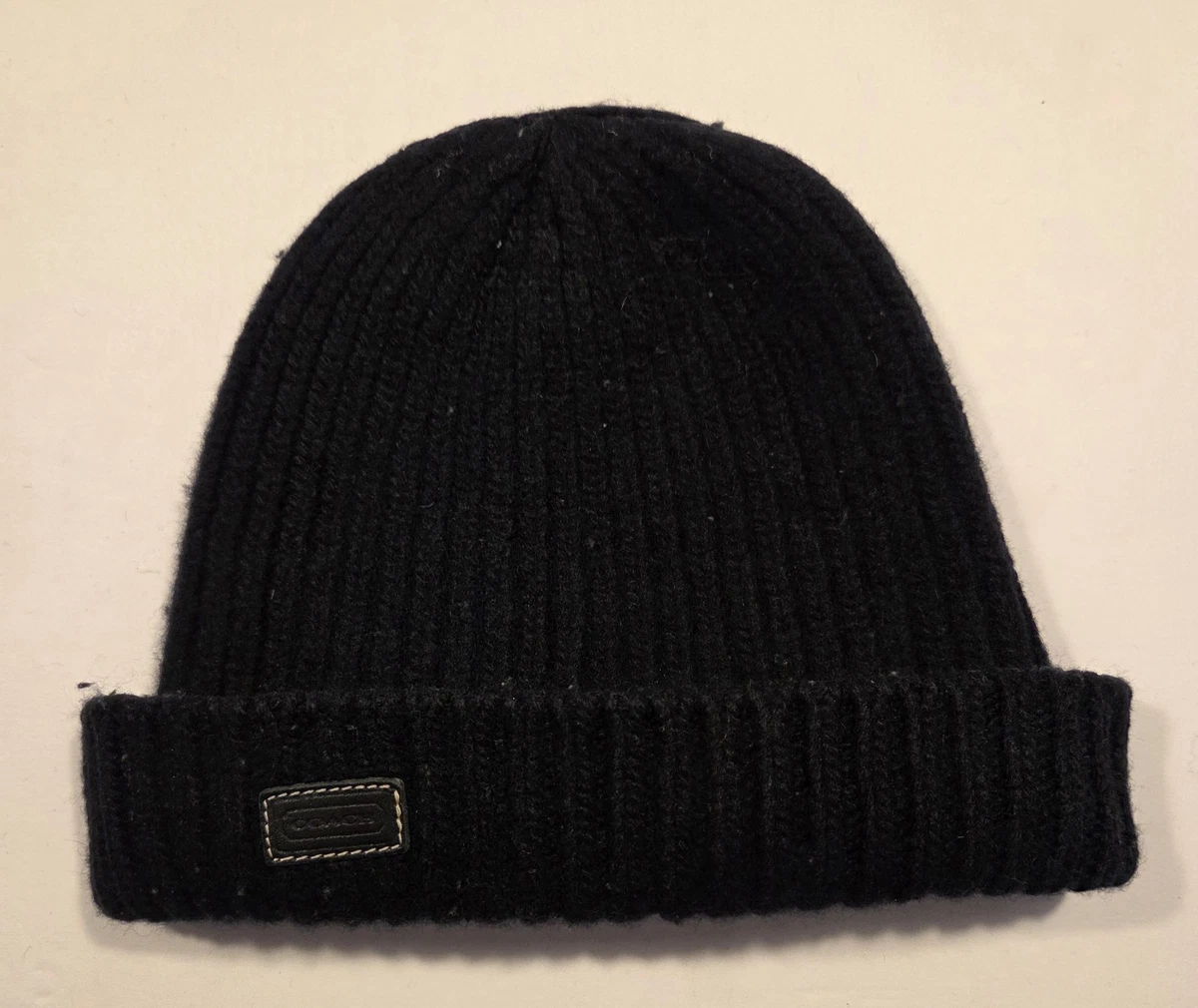 COACH Merino Wool Beanie Hat Black‎ Ivory Signature C Logo OSFM Skull Cap Coach Women main image 2