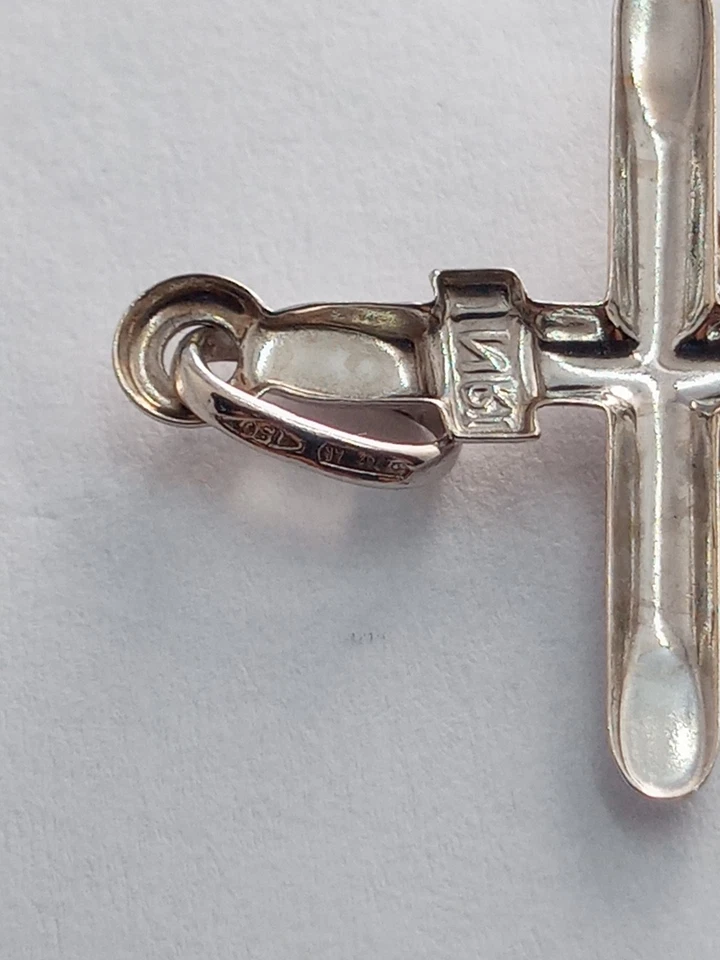 Croce in oro bianco 750 18 kt carati grammi 1,0 porta fortuna per uomo +235 - Immagine 2 di 4
