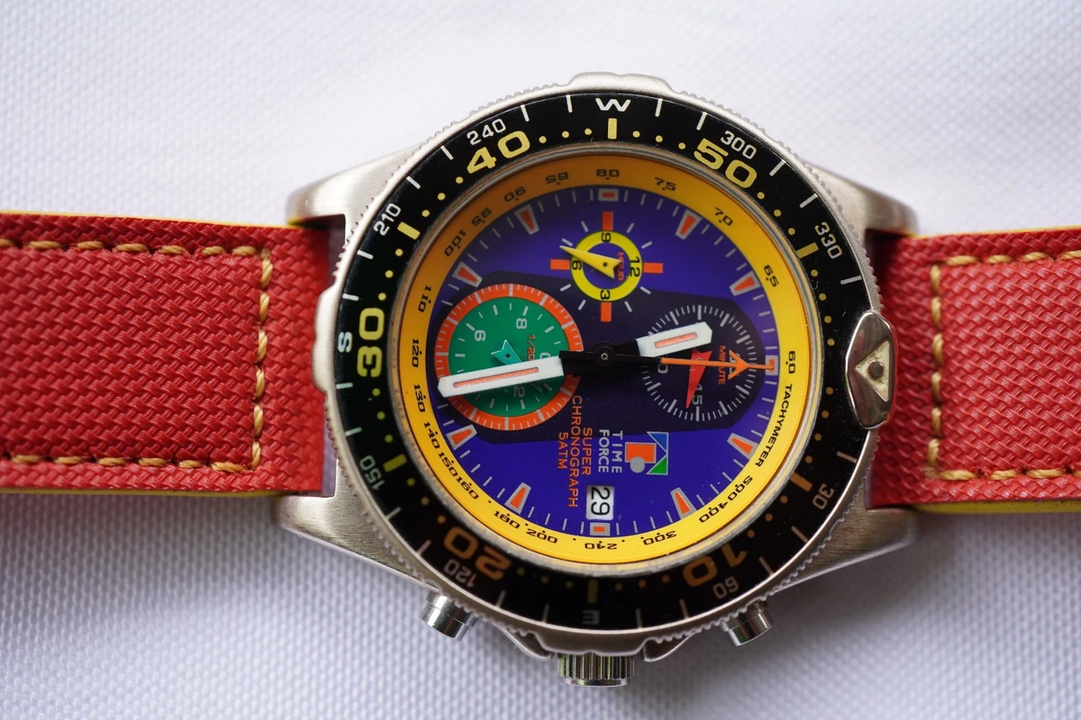 VINTAGE TIME FORCE MULTI COLOR Dial & Date Quartz Watch