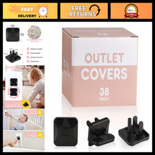 Child Proof Outlet Covers 38-Pack - Black Electrical Safety Plug Protectors for