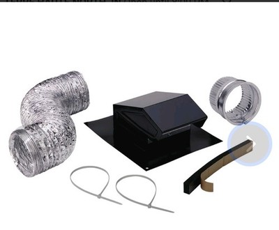 Broan-NuTone RVK1A Roof Ducting Kit 4 in Black Metal Roof Cap Louver