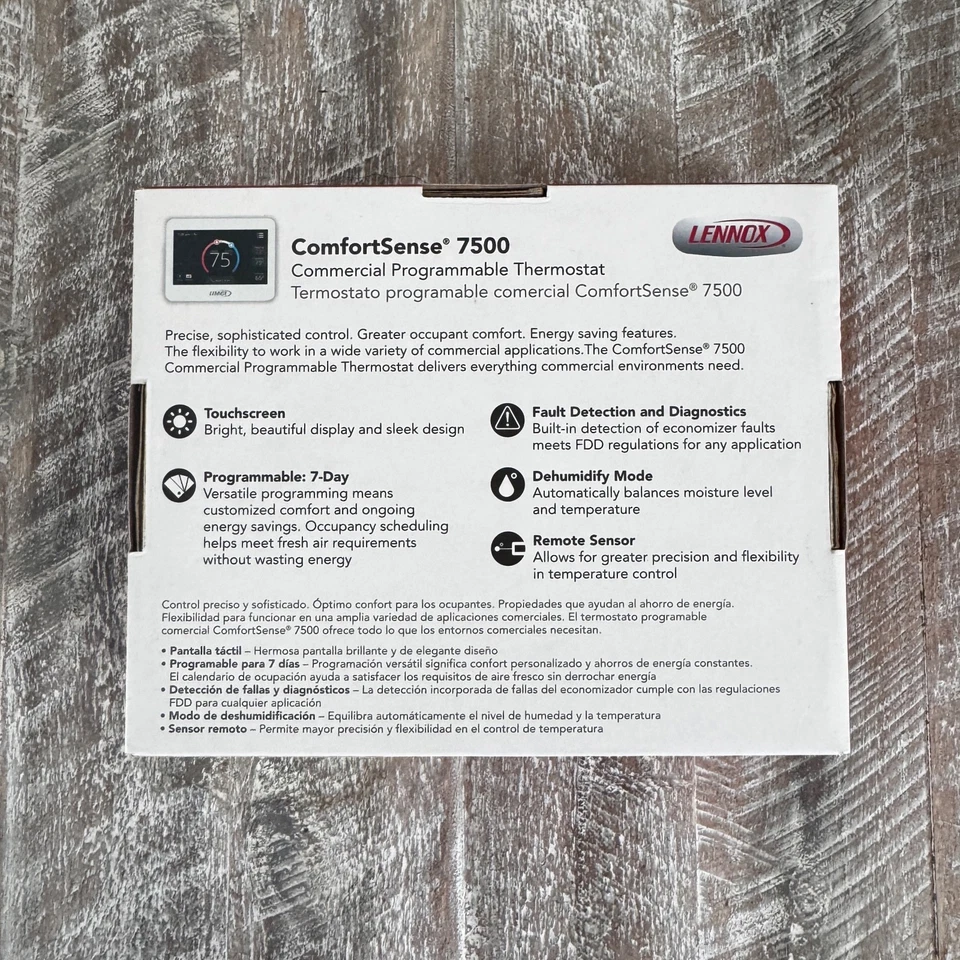 Lennox 17G74 CS7500 ComfortSense 7500 White Commercial Programmable Thermostat - Image 2 of 4