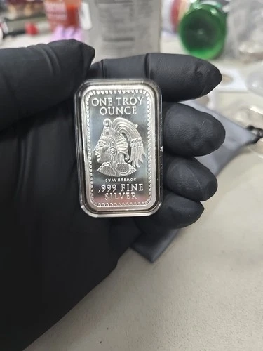 1 Oz 999 Fine Silver Bar Aztec Mayan Calendar GUAUHTEMOC Limited Rectangle Rare