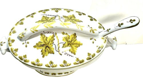 VINTAGE 50's GUDIO GAMBONE FAIENCE GRAVY BOAT TURANE SOUP WITH LADLE SPOON ITALY - Imagen 12 de 17