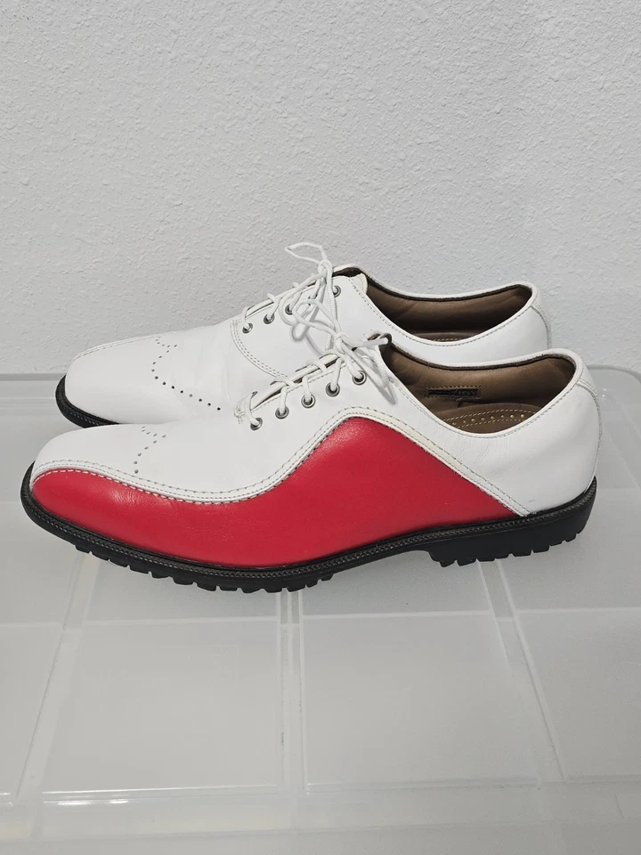 Footjoy Icon Golf Shoes White Red Stripe Men Size 13 - Image 2 of 4