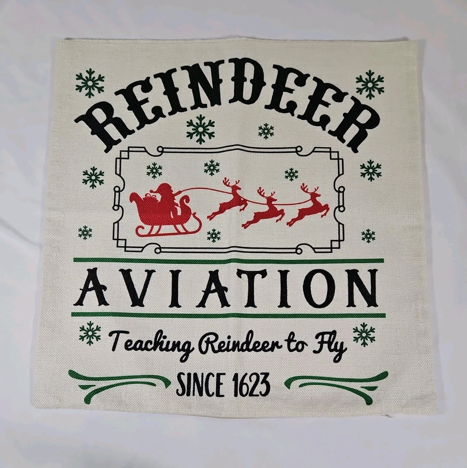 EUC Decorative Pillow Cover 18"x18" Reindeer Aviation