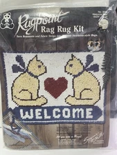 Vintage Rag Rug Canvas Kit 3012 Rugpoint 1985 Welcome Cats Suzzane McNeill New