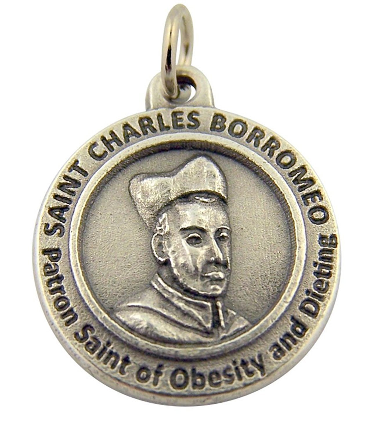 Silver Toned Base Catholic Patron of Saint Charles Borromeo Medal