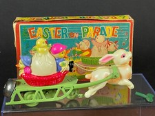 Mitsushima EASTER ON PARADE Celluloid  Tin Wind-Up Toy with Original Box-Works