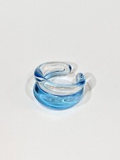 Vibrant blue glass ring with gradience handmade lampwork size 6