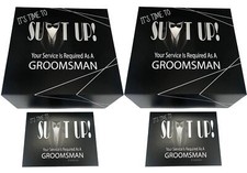 2 Groomsmen Gift Boxes 8x8x4" Empty Silver Foil Design Wedding Proposal Cards