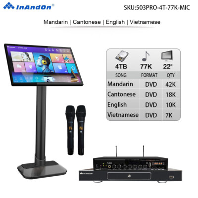 InAndon KV 503 PRO 22'' Touch screen Karaoke Player Mix ECHO 2*Mics 4T 77K songs