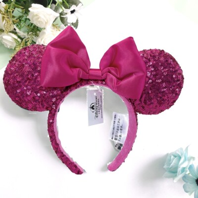 Disney Parks Minnie Mouse Sequin Ears Headband Bundle Pink Red‎ Magenta Kids Magenta Disney Minnie Ears Headband – My Magical WDW Shopper main image 2