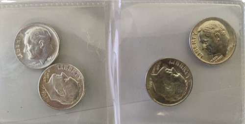 1946-1964 PDS Complete Roosevelt Silver Dime Set Album + 2 Coins