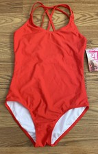 Kanu Surf Girls Solid Color One Piece Swimsuit Red Size 12