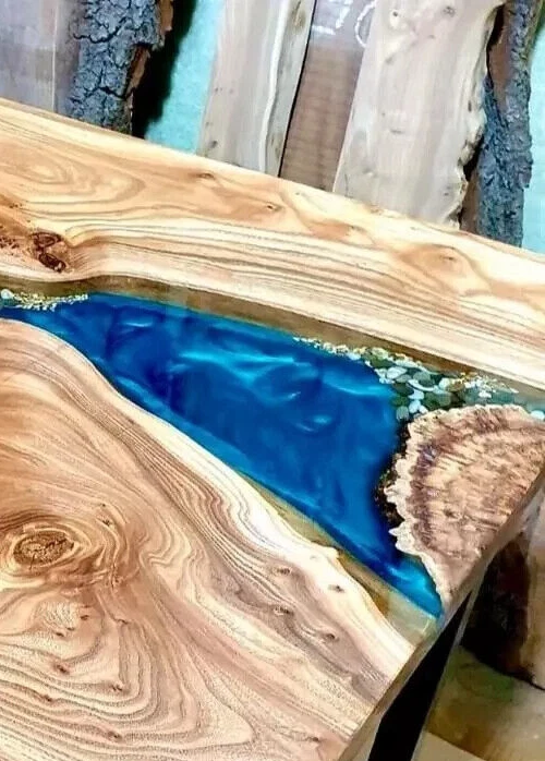 Handmade Epoxy Resin River Coffee Table – Modern Live Edge Wood Table - Image 4 of 4