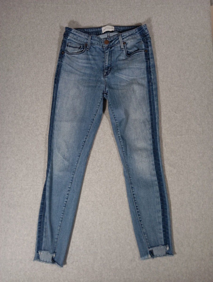 Parker Smith Twisted Seam Step Hem Skinny Jeans sz 27 Tonal Tuxedo