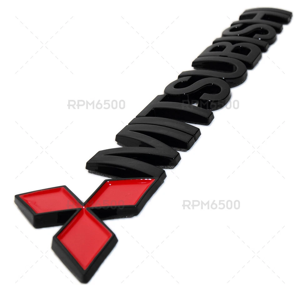 For Mitsubishi Logo Letter Sport Rear Liftgate Tailgate Lid Badge Emblem Black - Image 4 of 4
