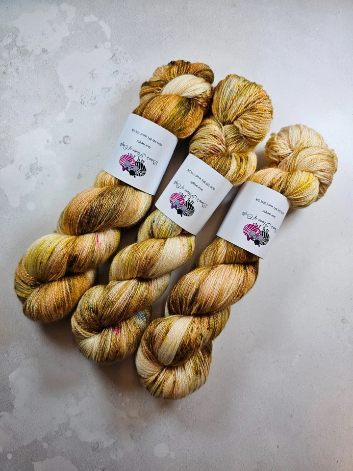 Handgefärbtes BFL Seidengarn, Spitzengewicht, 100g, GOLDEN DRAGON - Bild 3 von 4