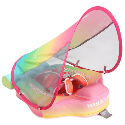 Mambobaby Pool Float Upgrade Baby Swim Float Non-Inflatable with Canopy & Tail