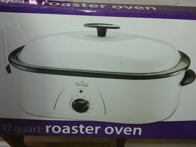 New Open Box Rival Electric Turkey Roaster Oven Lrg 17 Quart White Ro171 W Rack Ebay