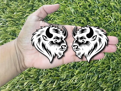 Bison Buffalo Emblem Badges White on Black Racing Performance Aggressive New