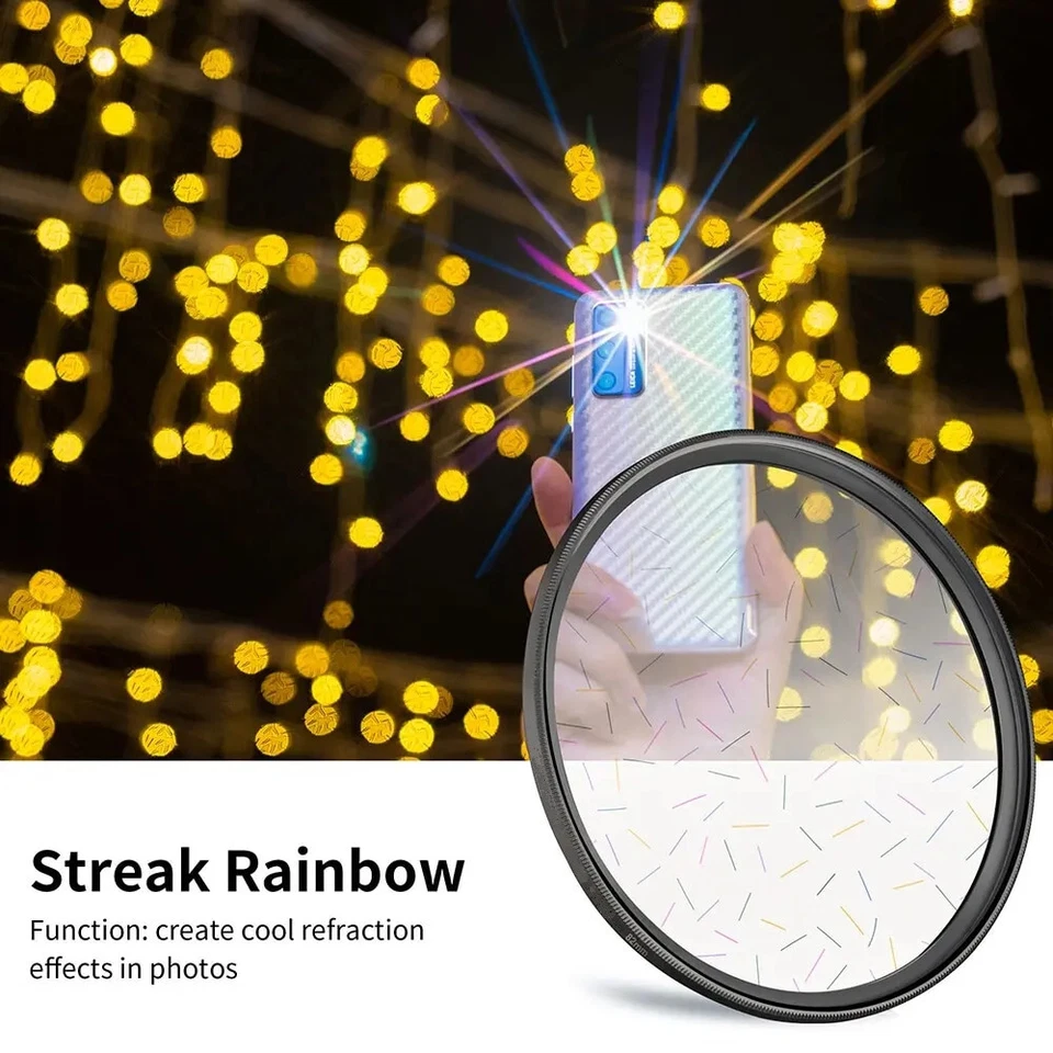 Scattere Flare Lens Filter Streaks Special Effect Star Filter Colorful Starlight - Image 3 of 4