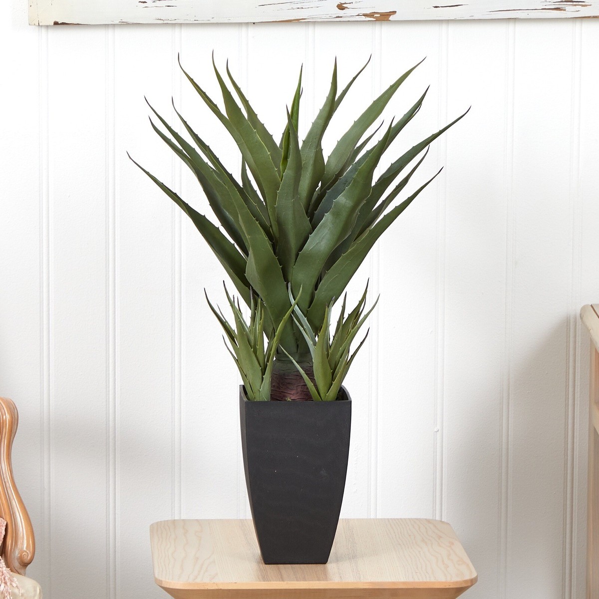 30 Agave Succulent Artificial Plant w/58 Lvs in Black Planter. Retail $92  | eBay