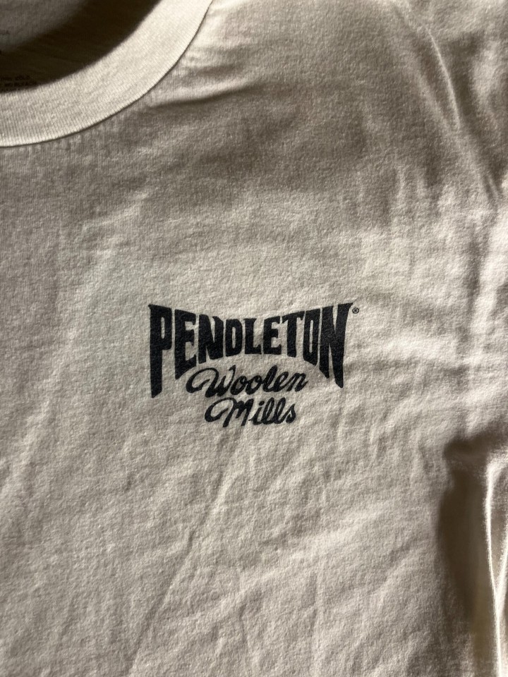 pendleton t shirt size large wooden mills white short sleeve crew neck