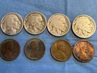VTG Lot of 8Coins Buffalo Nickels& Wheat Pennies Uncertified early 1900's dates