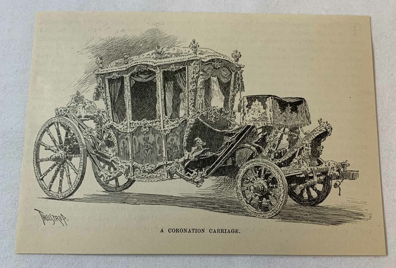 1889 magazine engraving ~  A CORONATION CARRIAGE IN RUSSIA