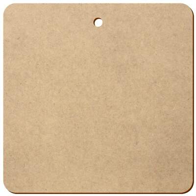 MDF Holz Quadrat mit 1 Loch oben mittig und abgerundeten Ecken - Deko 3-50cm