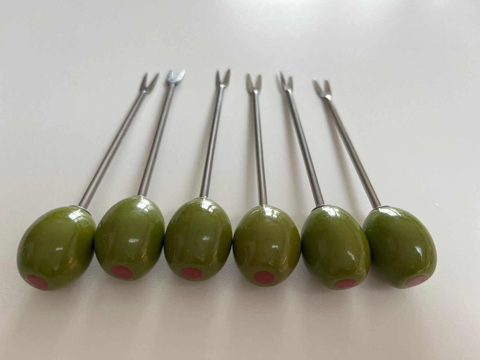 6 Luxury Large-scale sale Green Olive Martini Cocktail Steel Picks 4.5