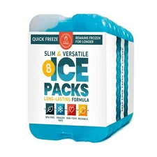 Healthy Slim Ice Packs 8 Pack for Lunch Box Quick Freeze Long Lasting