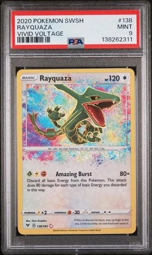 PSA 9 RAYQUAZA 138 VIVID VOLTAGE AMAZING RARE POKEMON MINT