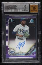2019 Bowman Chrome Prospects Purple Refractor Moises Gomez BGS 9 MINT Auto 03ox