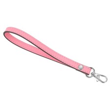 Leather Wristlet Strap, 190mm Hand Wrist Lanyard Leather Pink, Silver 