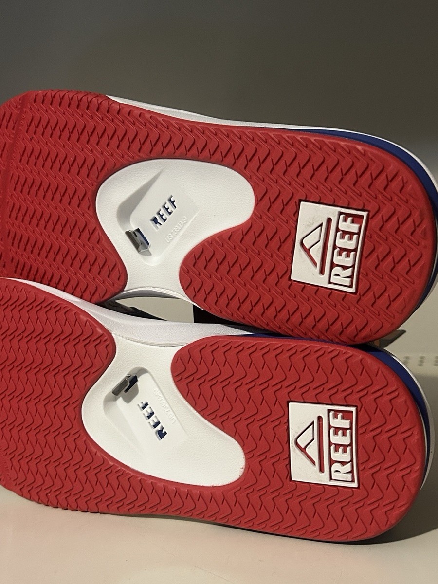 Reef Fanning Flip Flop Mens 10 Patriotic Red White Blue USA  display picture 1