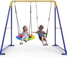 Backyard Swing Set Toddler Adult Heavy Duty Frame Outdoor Swingset