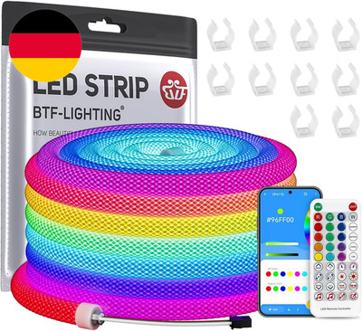 BTF-LIGHTING WS2811 RGB Adressierbare 360 Grad Neon LED Tube Kits 5M 50Leds/M 5V