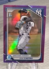 Jose Castro 2024 Bowman Chrome Purple Refractor /250 1st Bowman #BCP-175 Yankees