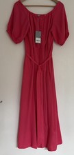 BNWT Oliver Bonas Size 12 Bright Pink Midi Dress With Short Sleeves.