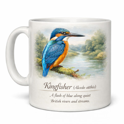Eisvogel Alcedo Atthis Britischer Vogel Illustration Keramik Geschenk Tasse