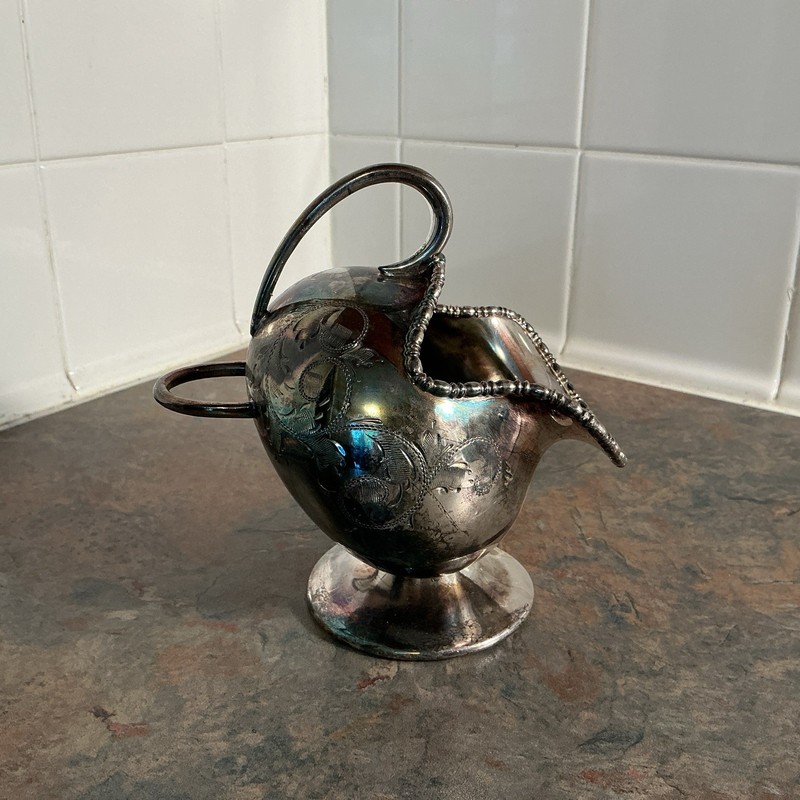 Vintage Sheffield Silver-Plated Sugar Scuttle Etched Design England