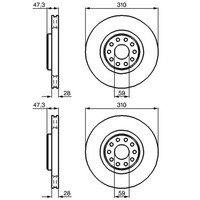 2X Bosch Bremsscheiben Ø310Mm Vorne Passend FÜR Alfa Romeo 166 Lancia Kappa