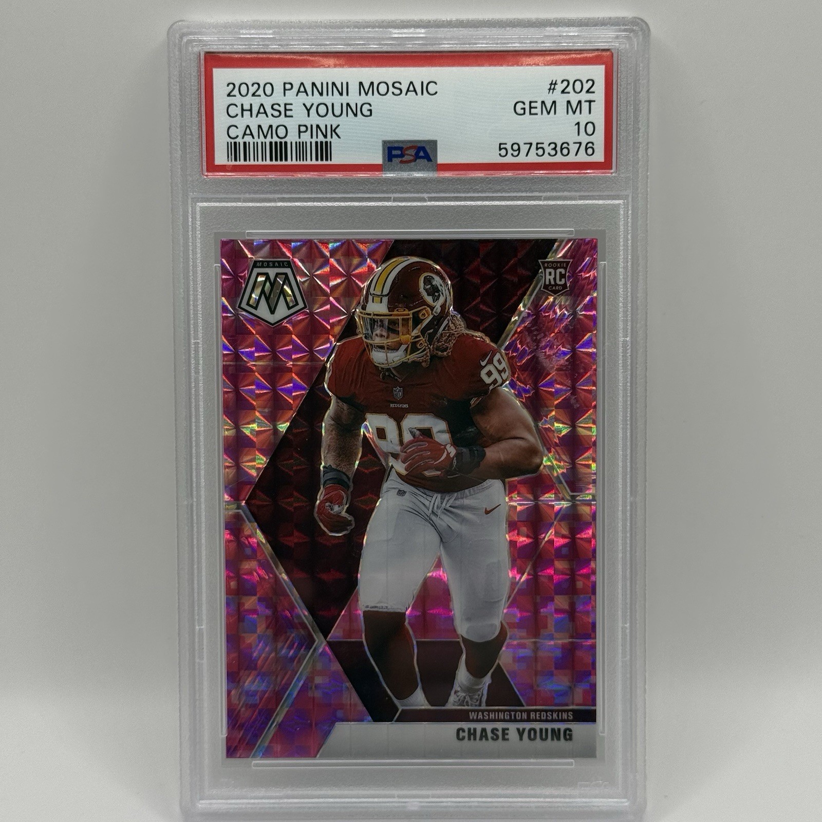 2020 Panini Mosaic - Rookies Chase Young #202 Camo Pink Mosaic Prizm (RC)