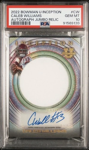 2023 Bowman U Inception Caleb Williams Autograph Jumbo Relic /199 PSA 10
